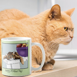 Caneca De Café Melhor Mãe de Gato Doce Gato Tabby Dia das Mães Ve
