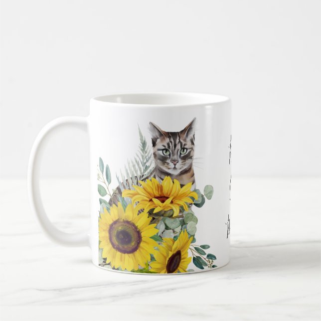 Caneca De Café Melhor Mãe de Gato Girassol Floral (Esquerda)