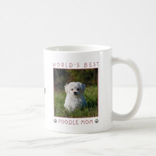 Caneca De Café Melhor Mãe de Poodle do Mundo Rosa Cinza Impressõe