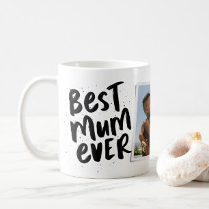 Caneca De Café Melhor mãe de sempre moderna foto preta Dia das Mã