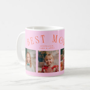 Caneca De Café Melhor Mãe de Todas 4-Foto Laranja Rosa Dia das Mã