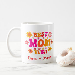Caneca De Café Melhor Mãe de Todos os Tempos Floral Retro Dia das