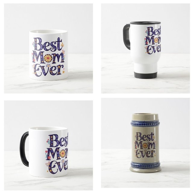 Caneca De Café Melhor Mãe de Todos os Tempos Flores Bonitas Dia d (best mom ever mugs)