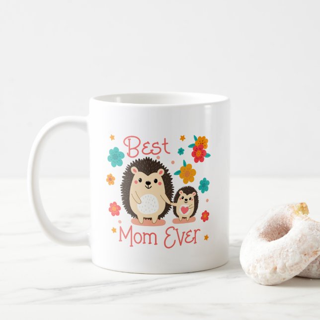 Caneca De Café Melhor Mãe de Todos os Tempos Mãe e Bebê deouriço- (Com Donut)