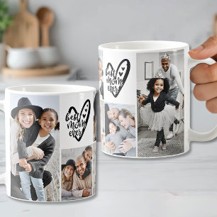 Caneca De Café Melhor Mãe do Mundo Coração Colagem de Fotos
