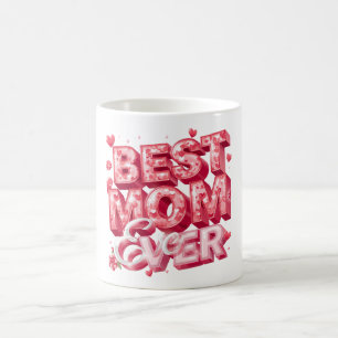 Caneca De Café Melhor Mãe do Mundo Coração Design 3D   Presente F