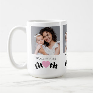 Caneca De Café Melhor Mãe do Mundo Coração Fofo Branco Elegante
