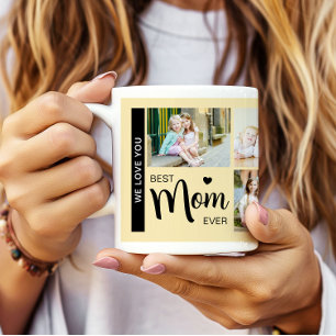 Caneca De Café Melhor Mãe do Mundo Foto do Dia das Mães Amarela