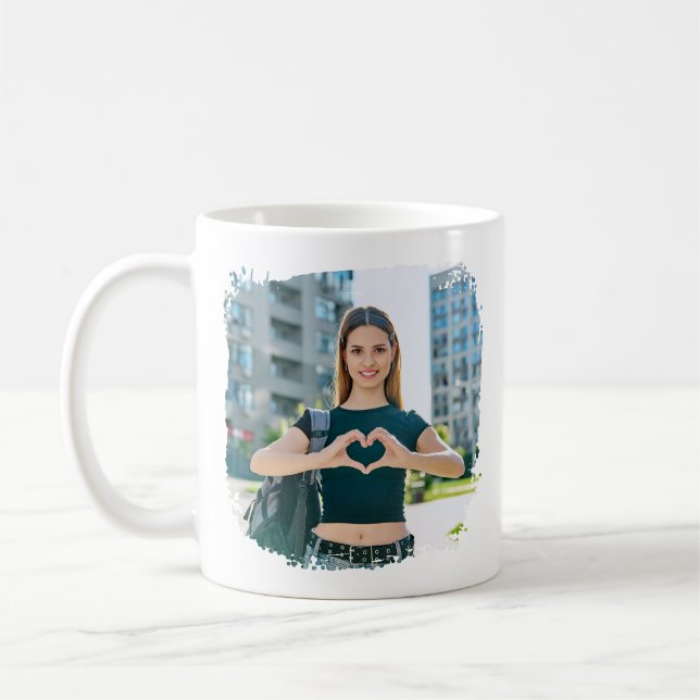 Caneca De Café Melhor Mãe do Mundo Foto Fronteira Grunge (Esquerda)