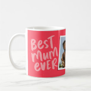 Caneca De Café Melhor mãe do mundo foto moderna rosa Dia das Mães