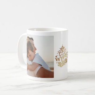 Caneca De Café Melhor Mãe do Mundo Letra Dourada Colagem de Fotos