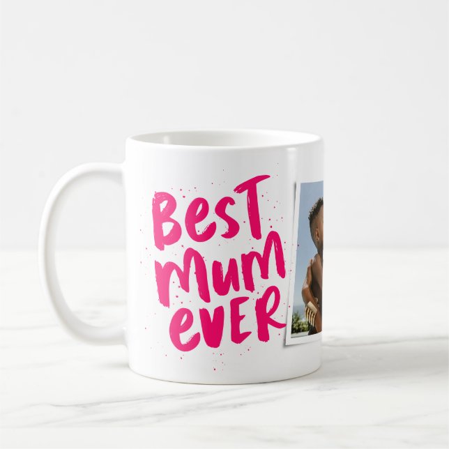 Caneca De Café Melhor mãe do mundo moderno rosa foto Dia das Mães (Esquerda)