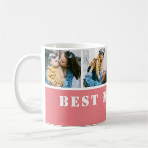 Caneca De Café Melhor Mãe do Mundo Personalizado com 4 Fotos