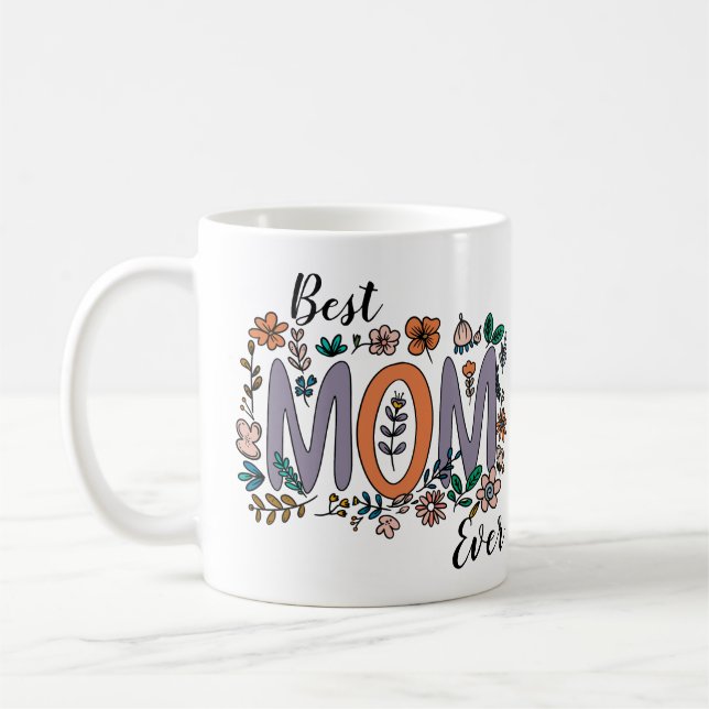 Caneca De Café Melhor Mãe Floral Mug (Esquerda)