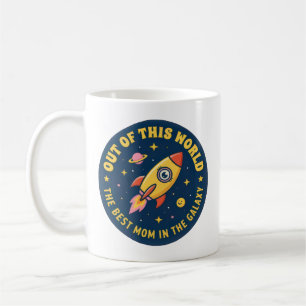 Caneca De Café Melhor Mãe Foguete Espacial Mamãe Aniversário Dia