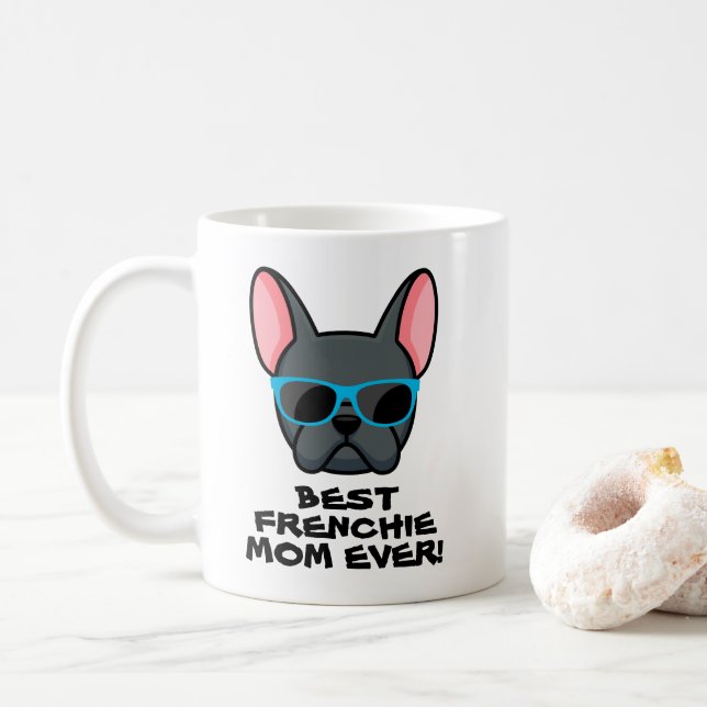 Caneca De Café Melhor Mãe Frenchie Dia das Mães Blue Frenchie (Com Donut)