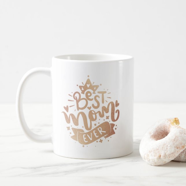 Caneca De Café Melhor Mãe, Já Dourada, Típica, Magic Mug (Com Donut)