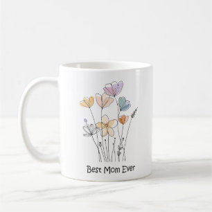 Caneca De Café Melhor Mãe Já Primavera esboço Floral Coffee Mug