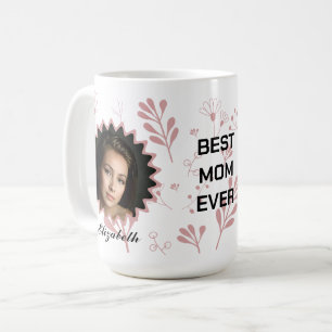Caneca De Café Melhor Mãe Nunca Nome Floral Da Foto White Mug