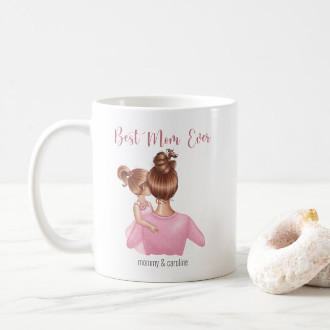 Caneca De Café Melhor Mãe Rosa Personalizada (Com Donut)