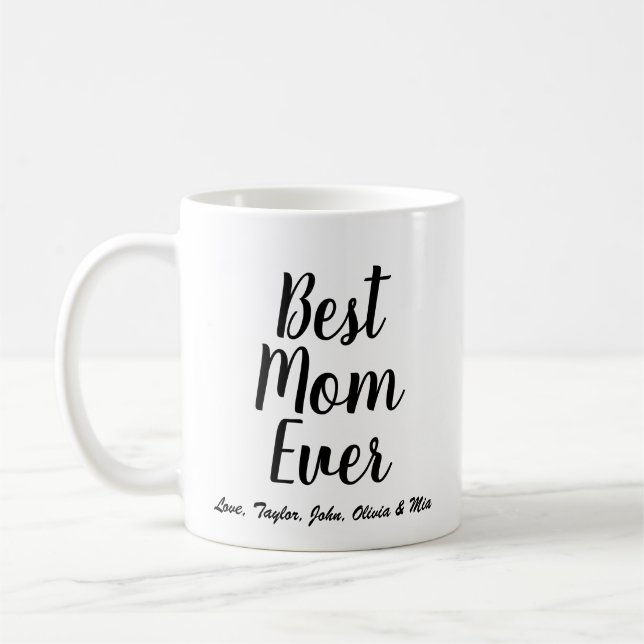 Caneca De Café Melhor mãe - Script personalizado preto personaliz (Esquerda)