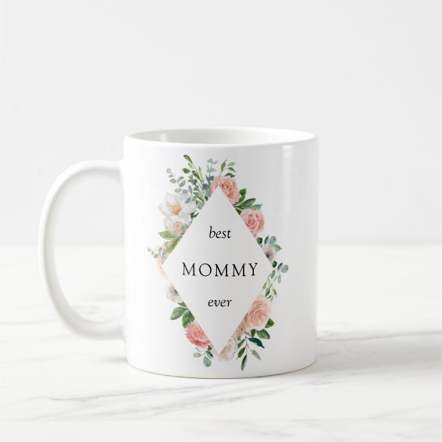 Caneca De Café Melhor Mamãe Floral Rosa Nunca (Esquerda)