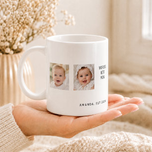 Caneca De Café Melhor mamãe mãe família colagem de fotos crianças