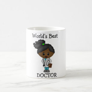 Caneca De Café Melhor Médica do Mundo - Mulher Negra Bonita Brun