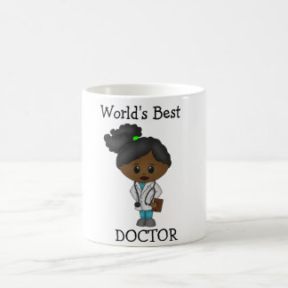 Caneca De Café Melhor Médica do Mundo - Mulher Negra Bonita Brune