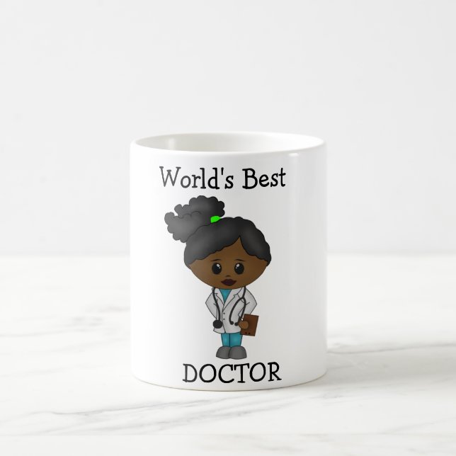 Caneca De Café Melhor Médica do Mundo - Mulher Negra Bonita Brune (Centro)