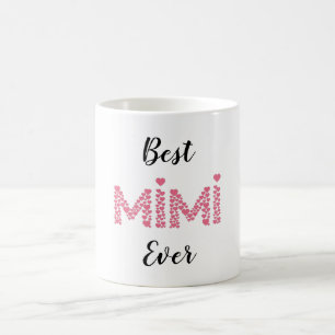Caneca De Café Melhor Mimi Já Rosa Corações Bonito Personaliza
