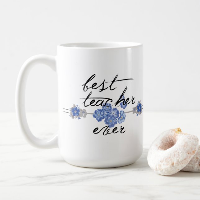 Caneca De Café Melhor Monograma de Professores (Com Donut)