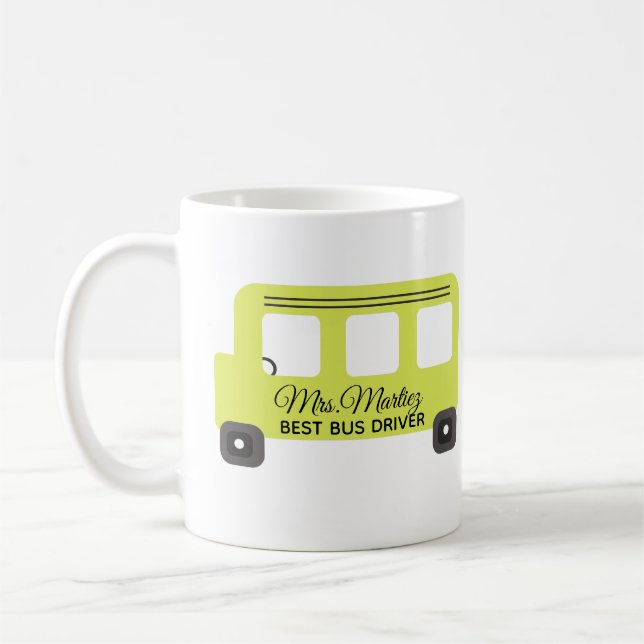 Caneca De Café Melhor Motorista de Ônibus Escolar Ônibus Amarelo  (Esquerda)