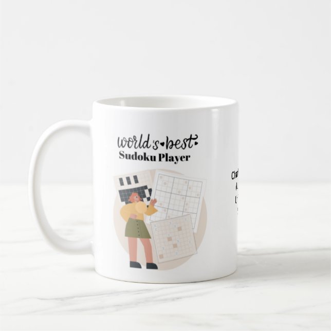 Caneca De Café Melhor Mulher do Jogador Sudoku Personalizada (Esquerda)