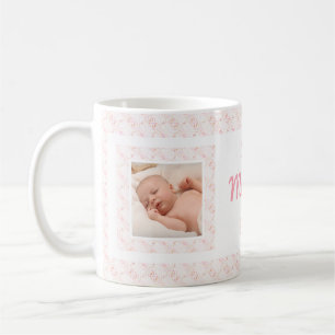 Caneca De Café Melhor múmia do Dia da Mãe com Padrões Rosa Person