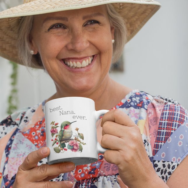 Caneca De Café Melhor Nana Nunca Mais Doce Hummingbird Aquarela (Criador carregado)