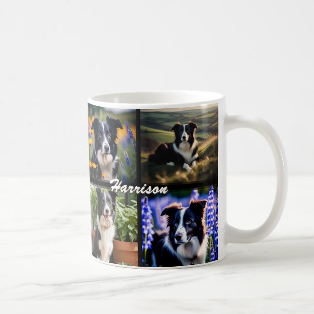 Caneca De Café Melhor Nome Personalizado de Colagem de Fotografia (Direita)