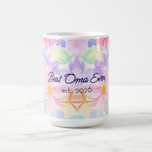 Caneca De Café Melhor Oma Dia das Mães Aquarela Floral
