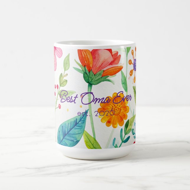 Caneca De Café Melhor Oma Dia das Mães Floral Brilhante  (Centro)