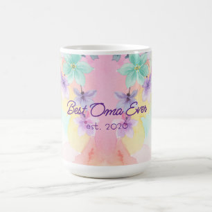 Caneca De Café Melhor Oma Dia das Mães Floral Brilhante