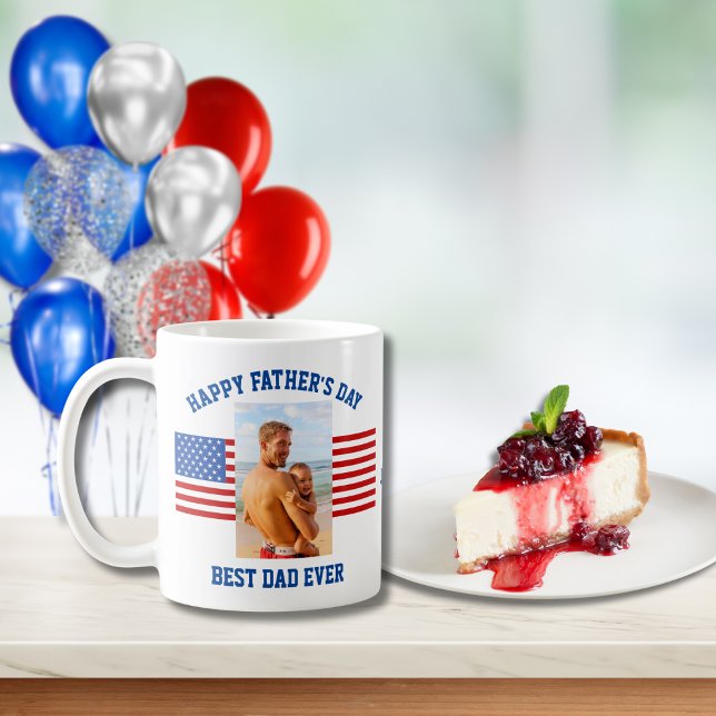 Caneca De Café Melhor Pai alguma vez Patriótica Foto Azul Branco  (Criador carregado)