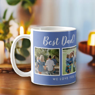Caneca De Café Melhor Pai! Azul Mensagem de Colagem de Fotos
