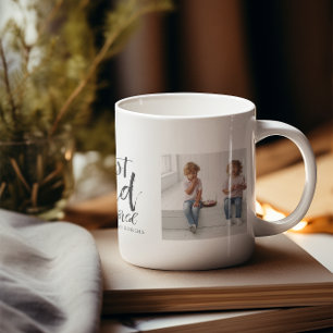 Caneca De Café Melhor Pai Colagem de Duas Fotos com Letra à Mão