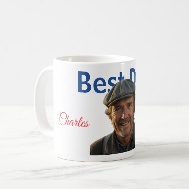 Caneca De Café Melhor Pai com Foto e Nome (Frente Esquerda)