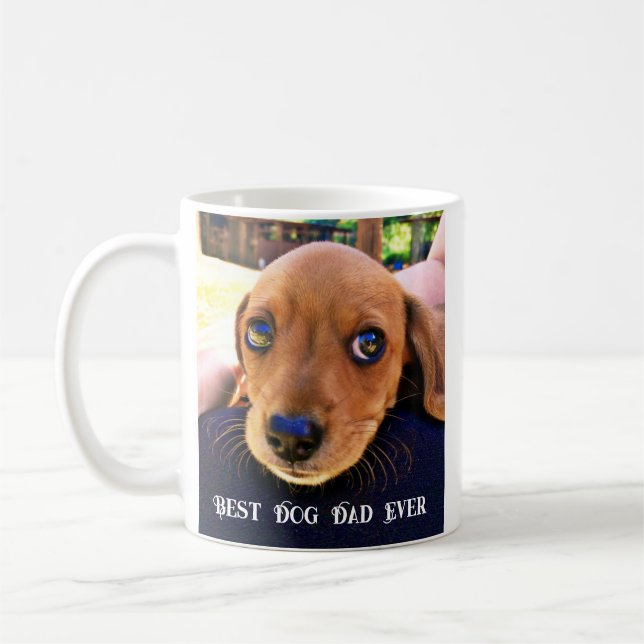 Caneca De Café Melhor Pai De Cães Alguma Vez Foto De Pet Divertid (Esquerda)
