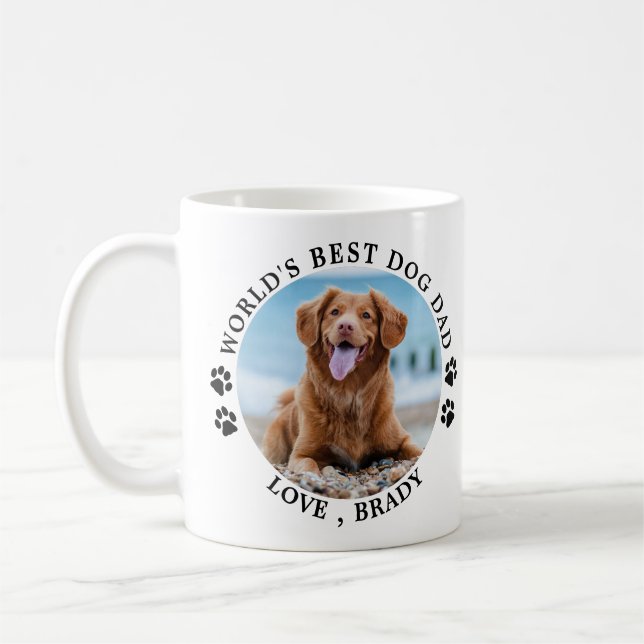 Caneca De Café Melhor Pai De Cão Imprime Foto Pet Personalizada (Esquerda)