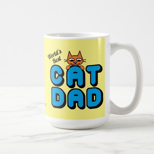 Caneca De Café Melhor PAI de CAT do Mundo com Gato Fofo (Direita)