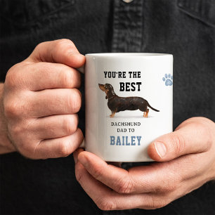 Caneca De Café Melhor Pai de Dachshund   Foto e Ilustração Fofa