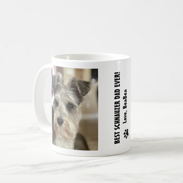 Caneca De Café Melhor Pai de Fotografia Schnauzer (Frente Esquerda)