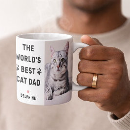 Caneca De Café Melhor Pai de Gato do Mundo Foto Preto